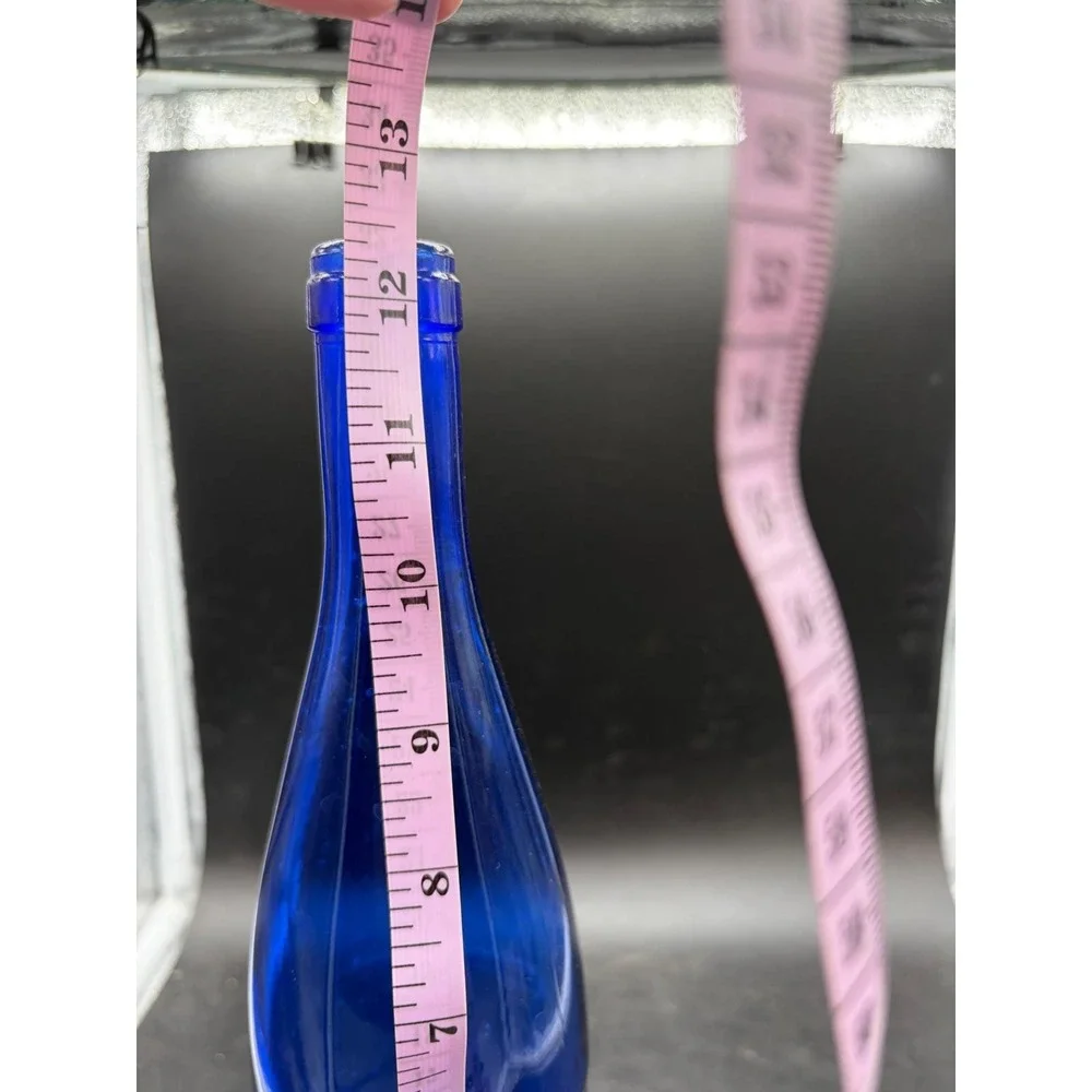 Vintage Cobalt Blue Glass Wine Bottle 750ml Tall Slender Decorative Bud Vase